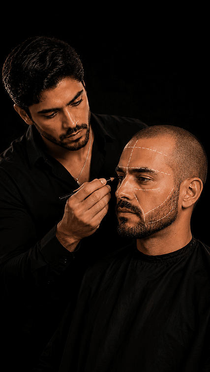 Aplicação de prótese capilar masculina com resultado natural