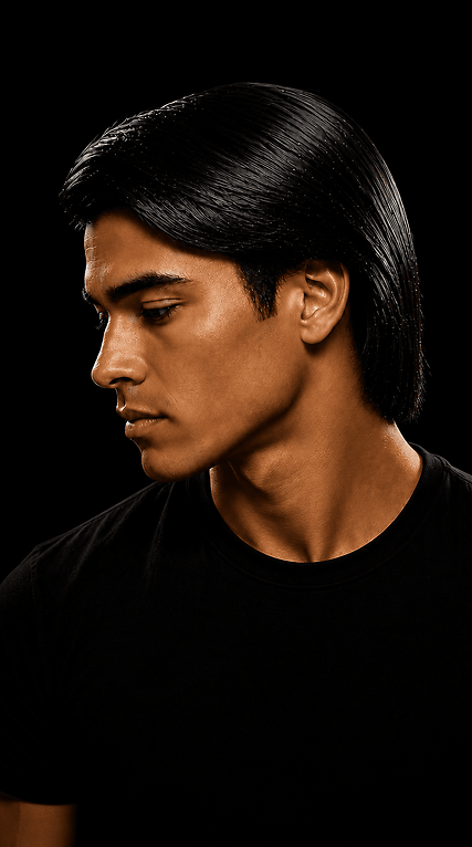 Barba definida com acabamento premium em perfil