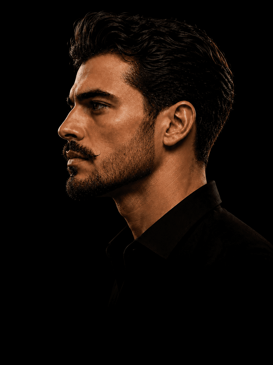 Estilo de barba italiana com acabamento refinado