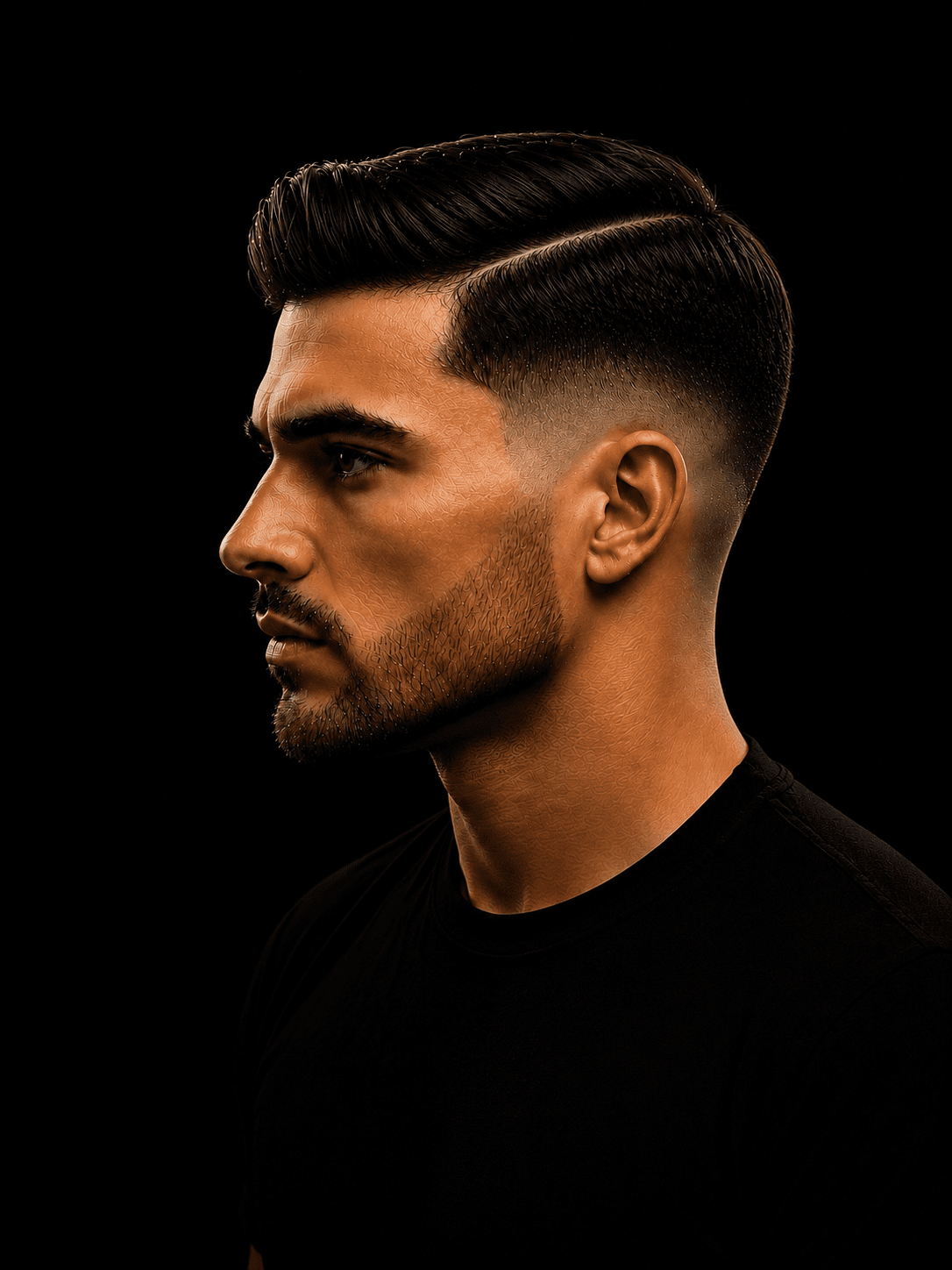 Corte side part masculino em perfil